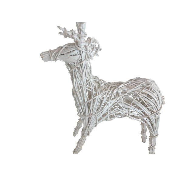 Vintage White Twig Rattan Christmas Holiday Reindeer - Picture 6 of 8